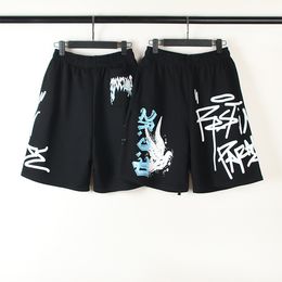 Graffiti Pigeon Terry Materiaal Heren Dames Shorts Zomer Sportstijl Herenshorts Katoen Zwart