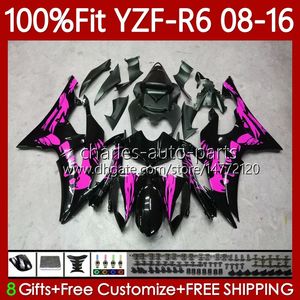 Graffiti rosa Inyección Carenados para YAMAHA YZF-R6 YZF R6 600 R 6 YZF-600 YZFR6 08 09 10 11 12 2013 2014 2015 2016 99No.179 YZF600 2008 2009 2010 2011 2012 13 14 15 16 Cuerpo OEM