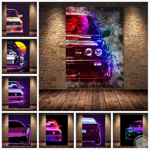 Graffiti Racing Car Tolevas Peinture Cool Boy Decor Home Decor Affiches décoratives et imprimés Wall Picture Art For Home Decor Play Game Room Gift For Friends