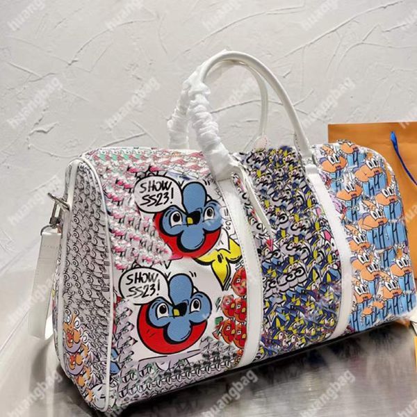 Graffiti Sacs À Bandoulière Voyage Duffle Sac Grande Capacité Bandoulière Femmes Sac À Main Designer De Luxe Cross Body Business Totes Mode Poignée Bagages Pack En Cuir