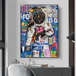 Graffiti Street Art Astronaut Poster schilderij canvas print muur foto voor woonkamer thuis decoratie woo