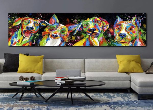 Graffiti Street Art Colorful Dog Affice Affiche Home Decor Children039s CHAMBRE ART mural pour le salon toile peinture sans fram1003950