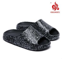 Graffiti Strongshen Mens 566 Summer Slides Femmes Slippers Indoor Non-Slip Fashion imprimé Plateforme Eva Trops Flip-Flops Beach S BE0