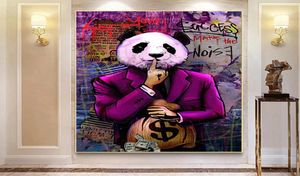 Graffiti Wall Art Panda geld dollar canvas schilderijen moderne posters en prints muurfoto voor woonkamer decoratie cuadros9937245