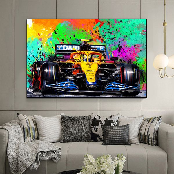 Graffiti aquarelle Racer casque affiche F1 formule un course photo HD impression peinture chambre d'enfants mur Art autocollant mural