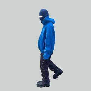 Grailz – sweat à capuche croisé pour hommes, pull bleu Klein, marque de mode, surdimensionné, ample, manteau d'ambiance de rue
