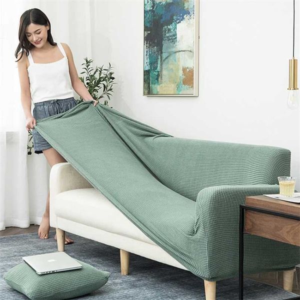 Couverture de canapé en molleton de Grain Polyester Style nordique SofaCover pour salon Universial Slipcover Sofa Streth Cover 1/2/3/4Seat 211102