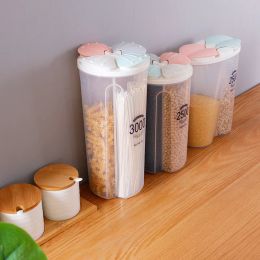Grains Storage Tank Plastic Plastic Rangement Tank Kitchen Food Food Scelled Scelled Rangement Boîte de rangement couverte