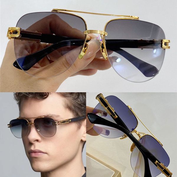 GRAND-EVO TWO Lunettes de soleil mode avec protection pour hommes Demi-cadre en métal ovale vintage populaire Top Quality Come With Case lunettes de soleil classiques