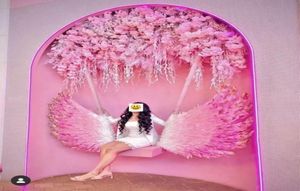 Grand Party Supplies Aangepaste creatieve schommels Decoraties Large Pink Feather Angel Wings Cute Pography Shooting Props5437888