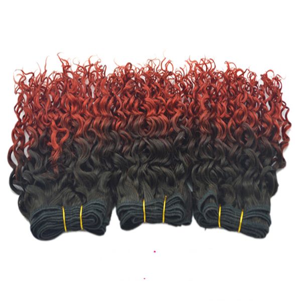 Gran venta 3 unids / lote extensiones de colores baratos tejido rizado peruano teñido de pelo humano