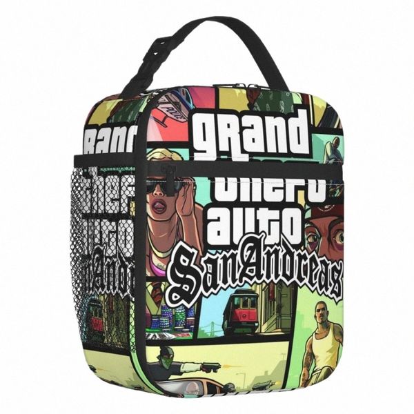 Grand Theft Auto San Andreas Sac à lunch isolé pour Cam Travel GTA VIDEO VIDEO GAME FEAKER FOCHER Thermal Bento Box Children B0L5 #