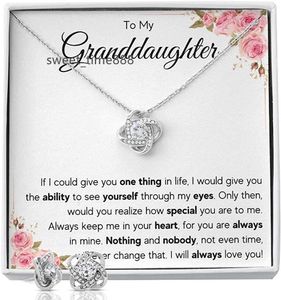 Collar de nieta Regalos de abuela abuela o abuelo abuelo a mi nieta graduación cumpleaños colgante joyería con tarjeta de mensaje y regalo B