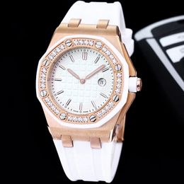 Grande Tapisserie patroon dameshorloge 37 mm roségoud diamant Zwitsers kwarts saffierkristal luxe damespolshorloge 3 kleuren lichtgevende wijzers