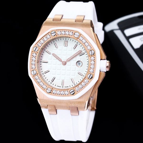 Grande Tapisserie Pattern Reloj para mujer 37 mm Oro rosa Diamante Cuarzo suizo Cristal de zafiro Reloj de pulsera de lujo para mujer 3 colores Manecillas luminiscentes
