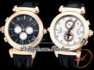 Grootmeester Chime Complicated 5175R Automatisch Zwitsers Quartz Mens Watch 175e verjaardag Rose Gold Black Wit Sstarry Sky Sky Reverse Dial Leather Super Puretime D4