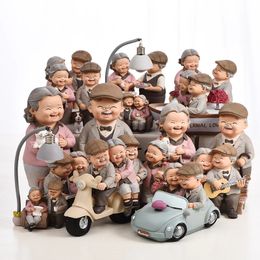 Grootouders Beeldjes Bejaard Echtpaar Beeldjes Ambachtelijke Nachtlampje Miniatuur Zoete Ornament Liefde Standbeeld Nachtkastje Decor Accessoires 240325