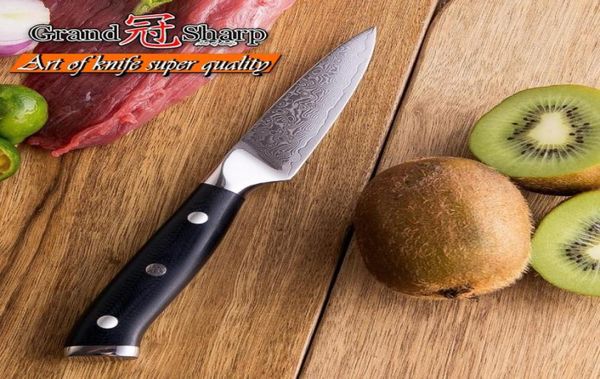 GRANDSHARP 35039039 Cuchillo de pelar Damasco Cuchillo japonés de acero damasco VG10 Cuchillo de cocina de frutas para pelar frutas con alto contenido de carbono con G9183891