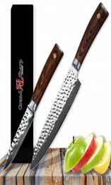 Grandsharp Chef Knife Set 2 PCS Chef Paring Knife Japans Damascus Roestvrij staal VG10 Japanse Damascus Professionele keuken KN8296584
