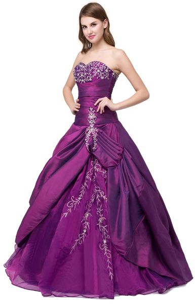 Grape Purple Quinceanera Robes pas cher 2017 broderie Real Po Sweet 16 Adolescents Party Prom Robe Robes Balls Masquerade D3451776