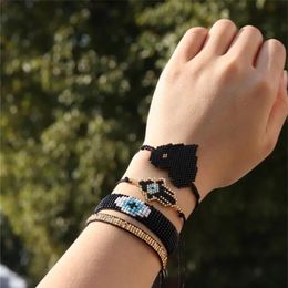 DRUIVEN Insta Mode MIYUKI Armband Hamas Hand pulseras Mannen Kwastje Oog Sieraden Verstelbare Touw Ketting Armbanden voor Vrouwen Gift LJ22631