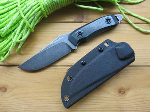 GrapesFish Diseño original Cuchillo fijo 9Cr18Mov Blade G10 y mango de fibra de carbono Táctico Revestimiento de titanio y StoneWash EDC Gear Herramientas deportivas para acampar al aire libre