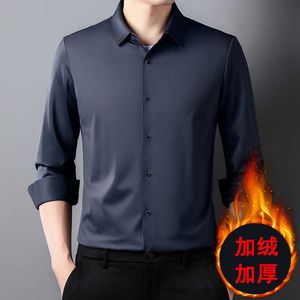 Camisa de felpa de pulgadas para hombre, camisa de lana de invierno, de negocios, de manga larga, gruesa, con calefacción de grafeno y amoníaco