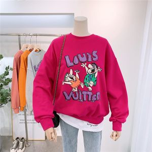 Grafische katoenen sweatshirt vrouwen streetwear koreaans ulzzang losse casual hoodie femme grappige cartoon print Cozy jas tieners 200928