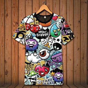 chemise graphique Hip Hop Carte lâche dessin animé graffiti T-shirt personnalisé T-shirt à manches courtes grandes vêtements pour hommes