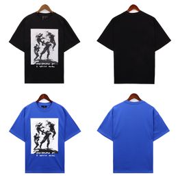 T-shirt graphique chemises de créateurs violet marque hommes t-shirt Kung Fu Illustration impression rue décontracté lâche coton T-Shirt noir bleu