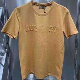 Grafisch T-shirt voor heren Ontwerper burberrry-shirts Ronde hals Sweatshirt met korte mouwen 3d Letter reliëf stalen stempel Katoen Oversized T-shirt Maat M-5XL