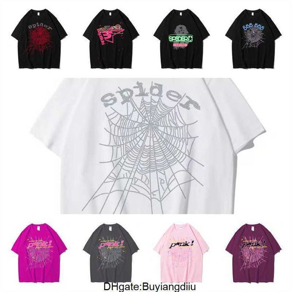 Graphic Tee T-Shirt Pink Young Thug Sp5der 555555 imprimé Spider Web Pattern coton style H2Y manches courtes Top Tees hip hop taille XS-XXL PRZK