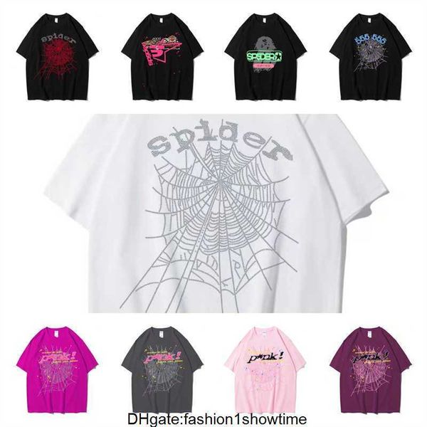 Graphic Tee T-Shirt Pink Young Thug Sp5der 555555 imprimé Spider Web Pattern coton style H2Y manches courtes Top Tees hip hop taille XS-XXL TZ1L