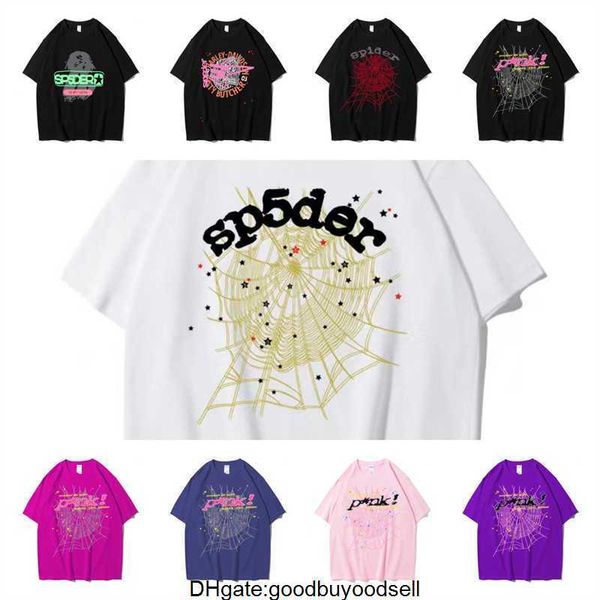 Graphic Tee T-Shirt Pink Young Thug Sp5der 555555 imprimé Spider Web Pattern coton style H2Y manches courtes Top Tees hip hop taille XS-XXL 5NCD