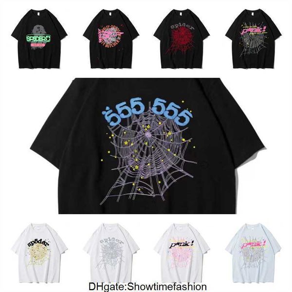 Grafik-T-Shirt, Pink Young Thug Sp5der 555555, bedrucktes Spinnennetz-Muster, Baumwolle, H2Y-Stil, kurze Ärmel, Top-T-Shirts, Hip-Hop-Größe XS-XXL DTGU