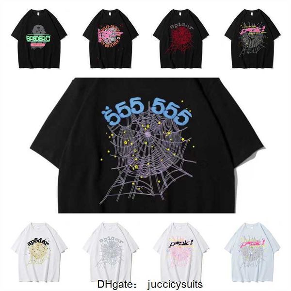 Graphic Tee T-Shirt Pink Young Thug Sp5der 555555 imprimé Spider Web Pattern coton style H2Y manches courtes Top Tees hip hop taille XS-XXL 9NB7