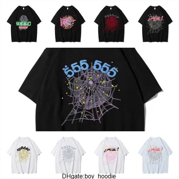 Graphic Tee T-Shirt Pink Young Thug Sp5der 555555 imprimé Spider Web Pattern coton style H2Y manches courtes Top Tees hip hop taille XS-XXL JBB7