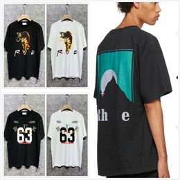 t-shirt graphique t-shirt rhude chemise hommes t-shirt designer t-shirts vêtements hipster tissu lavé Street graffiti lettrage feuille impression ample plusieurs couleurs A3