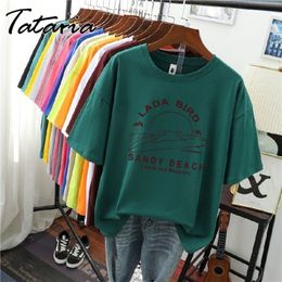 T-shirts graphiques Femmes Summer Candy Couleurs Casual T-shirt Mode Manches courtes Top Harajuku Pur Coton O-Cou Femelle 210514