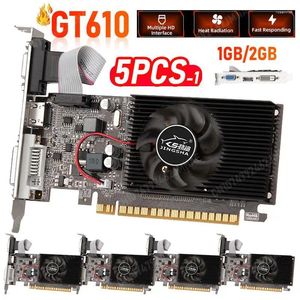 Cartes graphiques 1-5PCS GT610 Carte vidéo 1/2GB PCIE X16 2.0 NVIDIA GeForce DDR3 VGA HD DVI 64Bit 1800MHz GPU