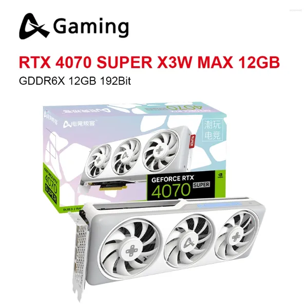 Cartes graphiques AX Gaming RTX4070 Super X3W MAX 12 Go Carte vidéo GDDR6X NVIDIA 192BIT 16PIN PLACA DE