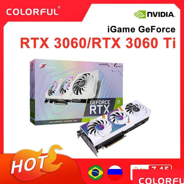 Cartes graphiques Colorf carte graphique Gddr6X Rtx 3060 3060Ti 8Gb 12Gb jeu Gpu vidéo 256 bits Rtx3060 Placa De Vdeo Lhr livraison directe DH25F