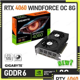Grafische kaarten Gigabyte GeForce RTX 4060 Windforce OC 8G Card 8GB 128-bit PCI-E 4.0 GDDR6 Video Dubbele fans Overlock Druppel Delivery Dhn7v
