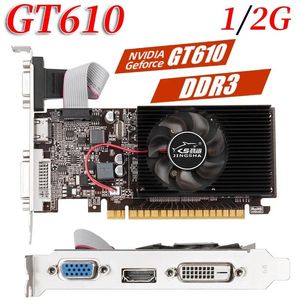 Cartes graphiques GT610 1/2G Carte vidéo PCIe X16 2.0 Nvidia GeForce GT 610 DDR3 VGA HD DVI 64BIT 1800MHz Ordinateur GPU de bureau GPU