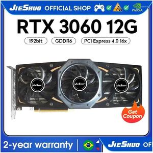 Tarjetas gráficas Jieshuo Nvidia Rtx 3060 12Gb Tarjeta de video Gddr6 192Bit Gpu Rtx3060 12G Compatible con PC Computadora de escritorio para juegos Office 3060Rtx Otseb