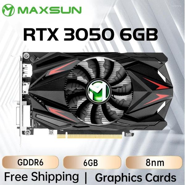 Tarjetas gráficas Maxsun RTX 3050 6G GDDR6 GPU NVIDIA PC Componentes de computadora PCI Express X16 4.0 Tarjeta de video de juegos RTX3050