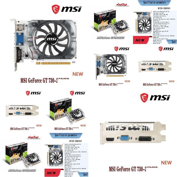 Tarjetas gráficas Msi New Geforce Gt730 2Gd3 2G 730 28Nm 2Gb Gddr3 64 Bit 128 Video GPU Tarjeta gráfica CPU de escritorio Placa base Drop Deliver DHFKM