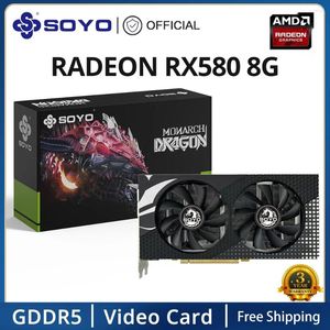 Grafische kaarten Soyo AMD Radeon Rx580 8G Card GDDR5 Memory 256Bit Gaming Video PCIe3.0x16 DP 3 Desktop Computer Combo