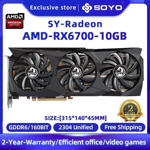 Grafische kaarten SOYO AMD RX6700 10GB Gamingkaart GDDR6 160Bit 7nm PCIE 4.0 Radeon Desktop GPU Geschikt voor kantoor en