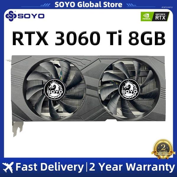 Cartes graphiques Carte SOYO RTX 3060 Ti 8 Go GPU GDDR6 256 bits NVIDIA DP 3 PCI Express 4.0 X16 Rtx3060ti Vidéo de jeu